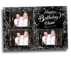 Birthday Photobooth Template 4x6 Black Silver Glitter Sparkles silver dust bday photo booth template 3 photo editable Layout 7 BM15