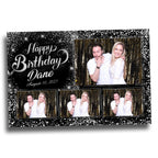 Birthday Photobooth Template 4x6 Black Silver Glitter Sparkles silver dust bday photo booth template 4 photos editable Layout 9 BM15