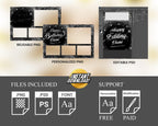 Birthday Photobooth Template 4x6 Black Silver Glitter Sparkles silver dust bday photo booth template 4 photos editable Layout 9 BM15
