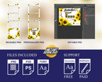 Sunflower Birthday Photobooth Template 2x6 Sweet 16 Quinceañera photo booth template with gold glitter writing for mis quince - BM8