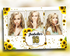 Sunflower Birthday Photobooth Template 4x6 triple shot Sweet 16 Quinceañera mirror booth template with gold glitter mis quince - BM8