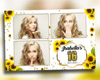 Sunflower Birthday Photobooth Template 4x6 3 shot Sweet 16 Quinceañera mirror booth template with gold glitter mis quince - layout 8 BM8