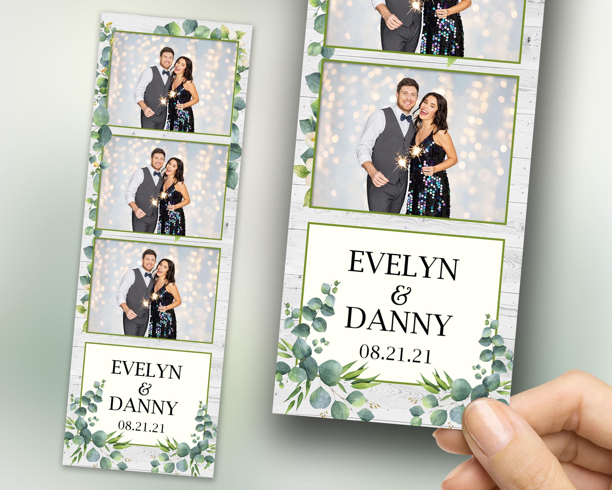Wedding photo booth template with eucalyptus stripe 2x6 greenery photo booth leaves anniversary