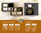 Birthday Photobooth Template 4x6 Black Gold Glitter Sparkles gold dust bday photo booth template 3 photo editable Layout 7 BM14