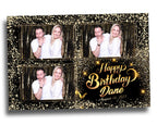 Birthday Photobooth Template 4x6 Black Gold Glitter Sparkles gold dust bday photo booth template 3 photo editable Layout 8 BM14
