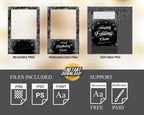 Birthday Photobooth Template 4x6 Portrait Black Silver Dust Glitter Sparkle bday mirror booth Single photo booth template Layout 4 BM15