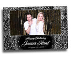 Birthday Photobooth Template Black Silver Glitter Sparkles silver dust bday photo booth template single photo 4x6 Landscape Layout 5 BM15
