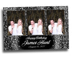 Birthday Photobooth Template Black Silver Glitter Sparkles silver dust bday mirror booth portrait template 4x6 Landscape Layout 6 BM15