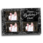 Birthday Photobooth Template 4x6 Black Silver Glitter Sparkles silver dust bday photo booth template 3 photo editable Layout 7 BM15