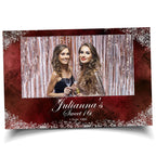 Birthday Photobooth Template Sweet 16 Quinceañera 4x6 landscape maroon burgundy color with silver glitter accent and crown mis quince S2