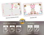 Alice in Wonderland Photo Booth Template pink floral golden text editable