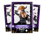 Halloween Photobooth template 4x6 single portrait purple Trick or Treat pumpkin photo booth template with scary night ghost elements TB199