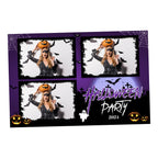 Halloween Photobooth template 4x6 postcard 3 photo purple Trick or Treat pumpkin Photo Booth template with scary night ghost elements TB199