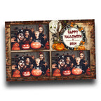 Halloween Photobooth Template 4x6 3 photo postcard Pumpkin Scary Trick or Treat Photo Booth Template Brick and vintage rustic theme TB55