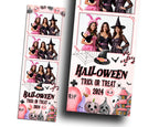 Pink Halloween Photobooth template 2x6 Strip 3 photo pink and black Trick or Treat photo booth template with scary night elements HP1