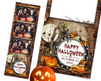 Halloween Photo Booth Template 2x6 Strip 3 photo Pumpkin Scary Trick or Treat Halloween 2024 Photo Booth Template vintage rustic theme TB55