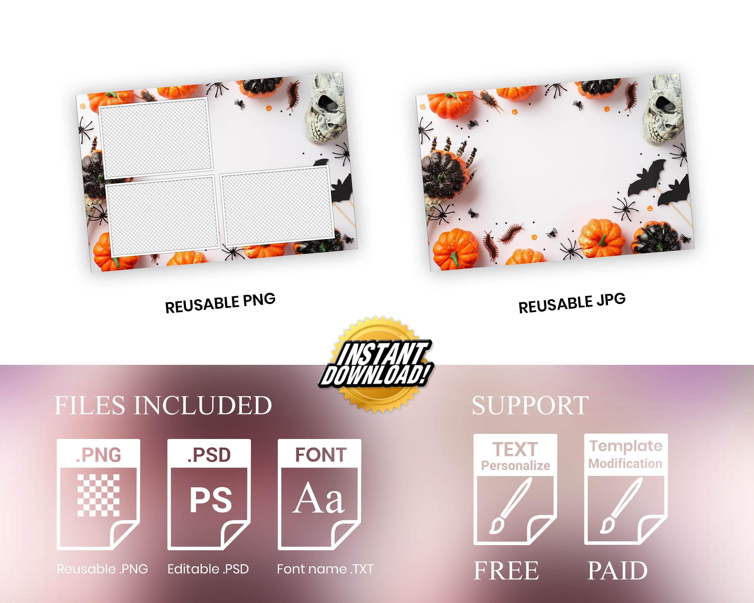 Halloween Photobooth Template 4x6 Trick or Treat Party 2024 Orange Yellow Black Photo booth Pumpkin Template 1387