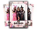Pink Halloween Party Photobooth template 4x6 Portrait Single photo pink and black Trick or Treat photo booth template scary elements HP1