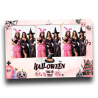 Pink Halloween Party Photobooth template 4x6 Portrait 3 photo pink and black Girly Trick or Treat Mirror Booth Photo Booth template HP1