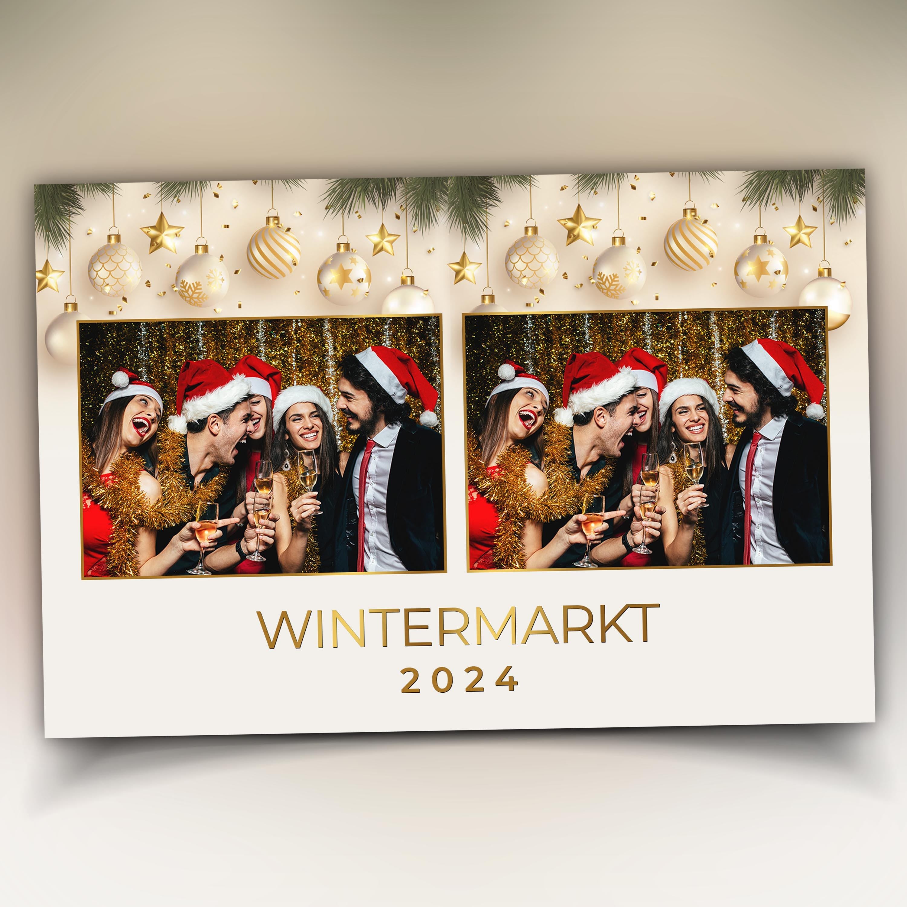 Christmas Photobooth Template | Holiday Photobooth | Merry Christmas | Gold Green | Xmas Photobooth Template | Christmas Photo booth 933
