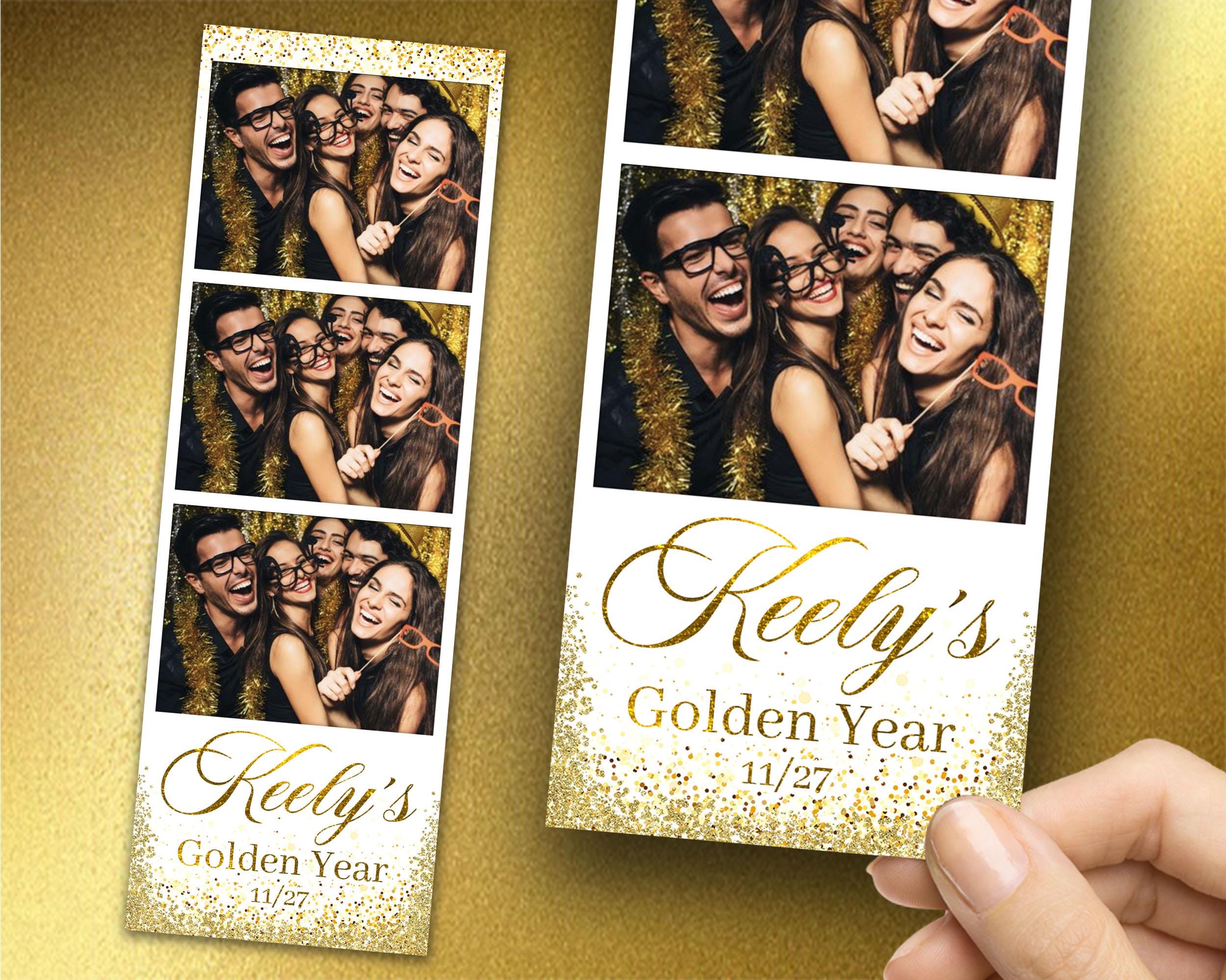 Golden Year Photo Booth Template Gold Glitter Birthday Photobooth Template 528