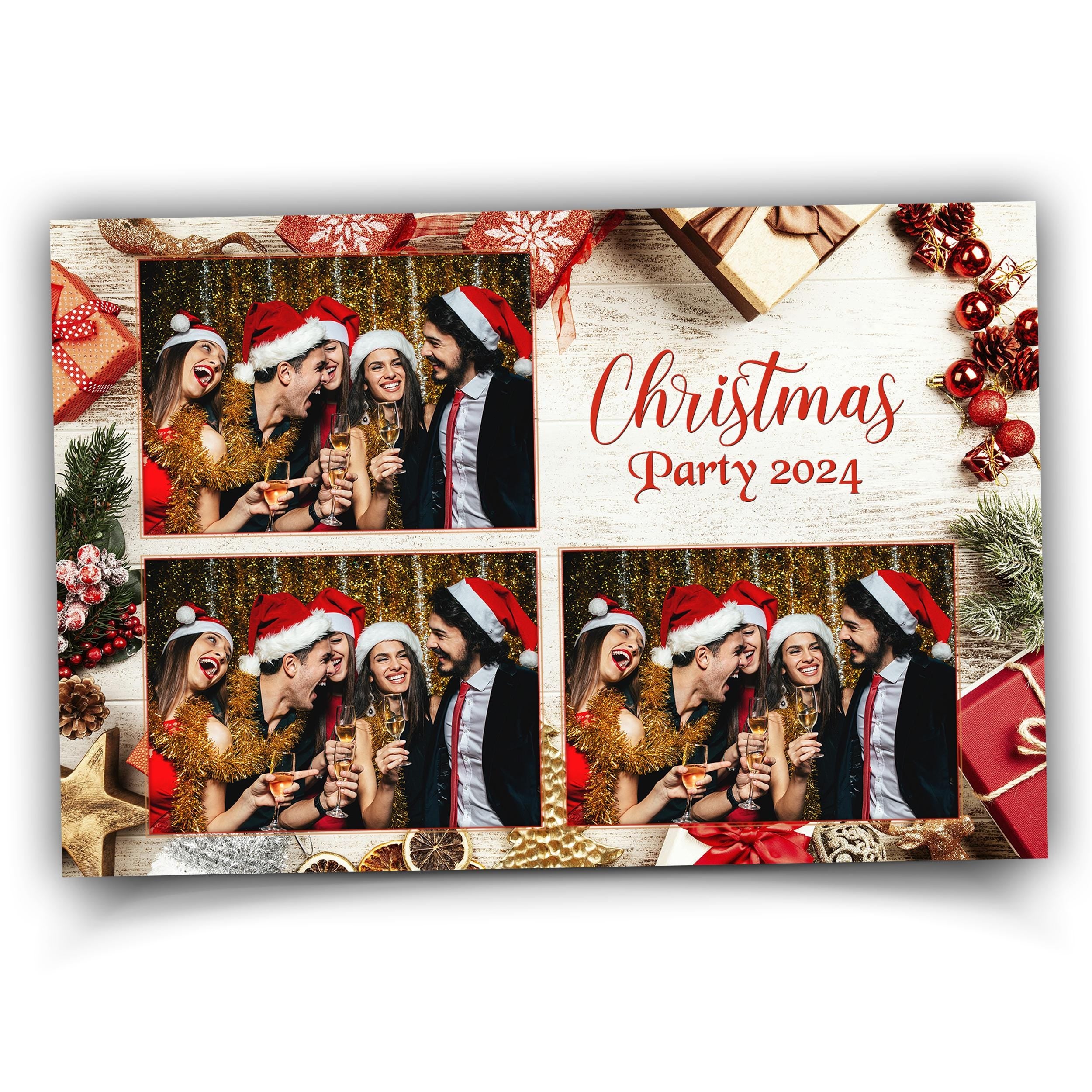 Christmas Photobooth Template Happy Holiday Party Merry Christmas Gold Xmas Photo booth Template 1420
