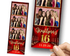 Sweet 16 Photobooth Template, Quinceañera Photo Booth Template, 2x6 strip, Birthday, Mis Quinc, Red Carpet Photobooth 1421