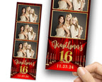 Sweet 16 Photobooth Template, Quinceañera Photo Booth Template, 2x6 strip, Birthday, Mis Quinc, Red Carpet Photobooth 1421