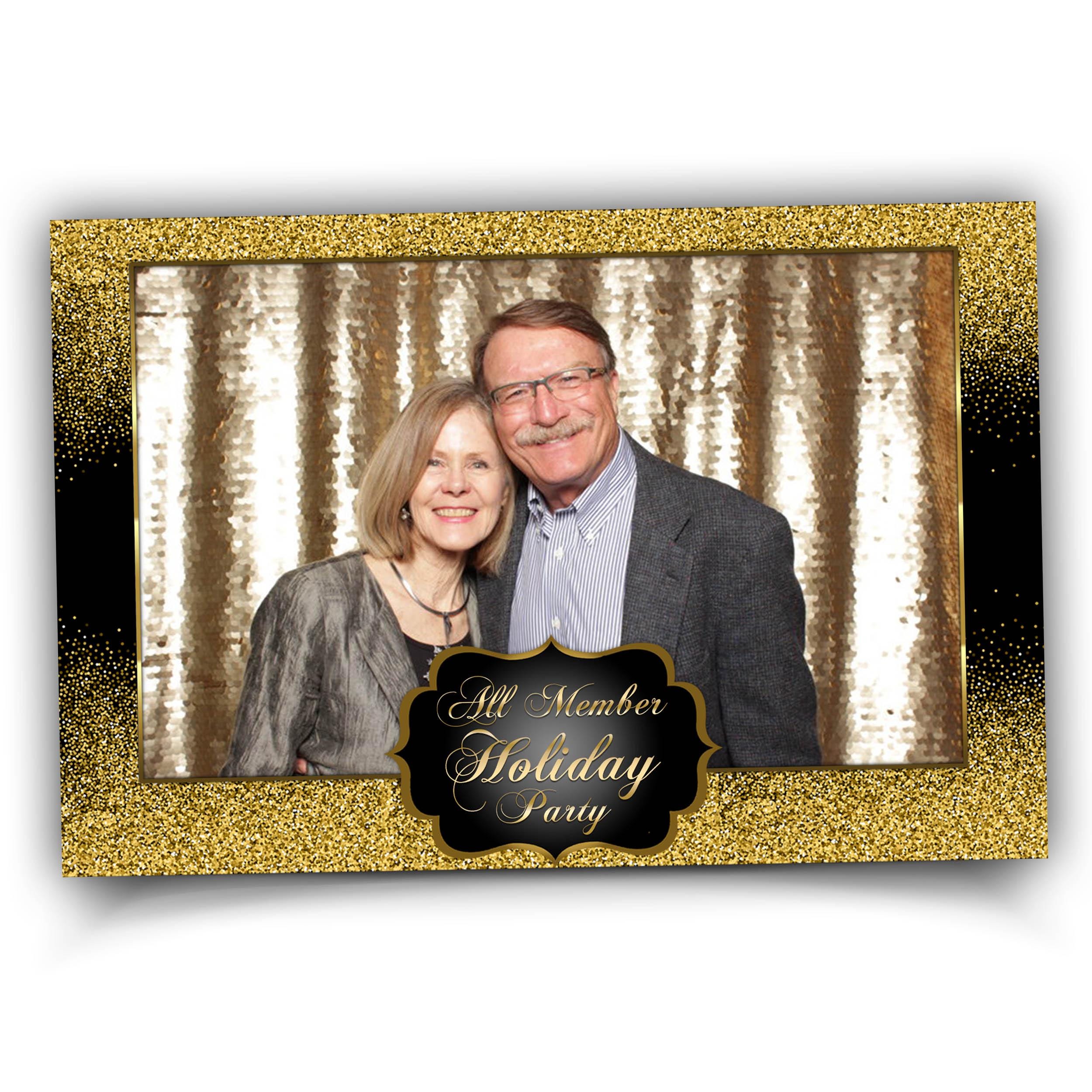Gold Glitter Holiday Photobooth Template, Golden Party Photo Booth Template