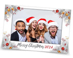 Holiday Photobooth Template white grass snow theme white red orange Christmas party photo booth template 4x6 portrait for mirror booth