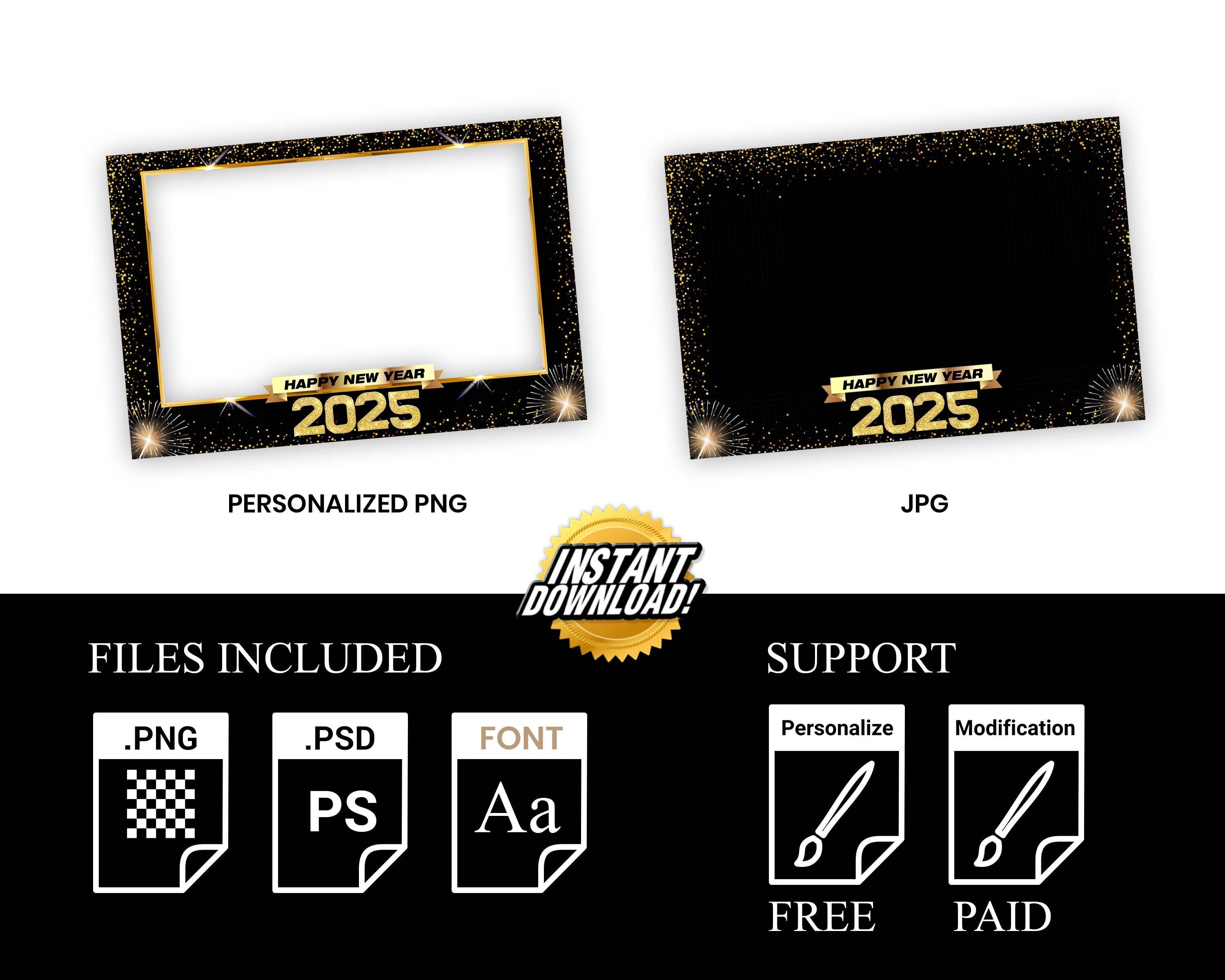 New Year Photobooth Template | New Year Photo Booth Template | 2025 Photobooth | 2025 Photo Booth