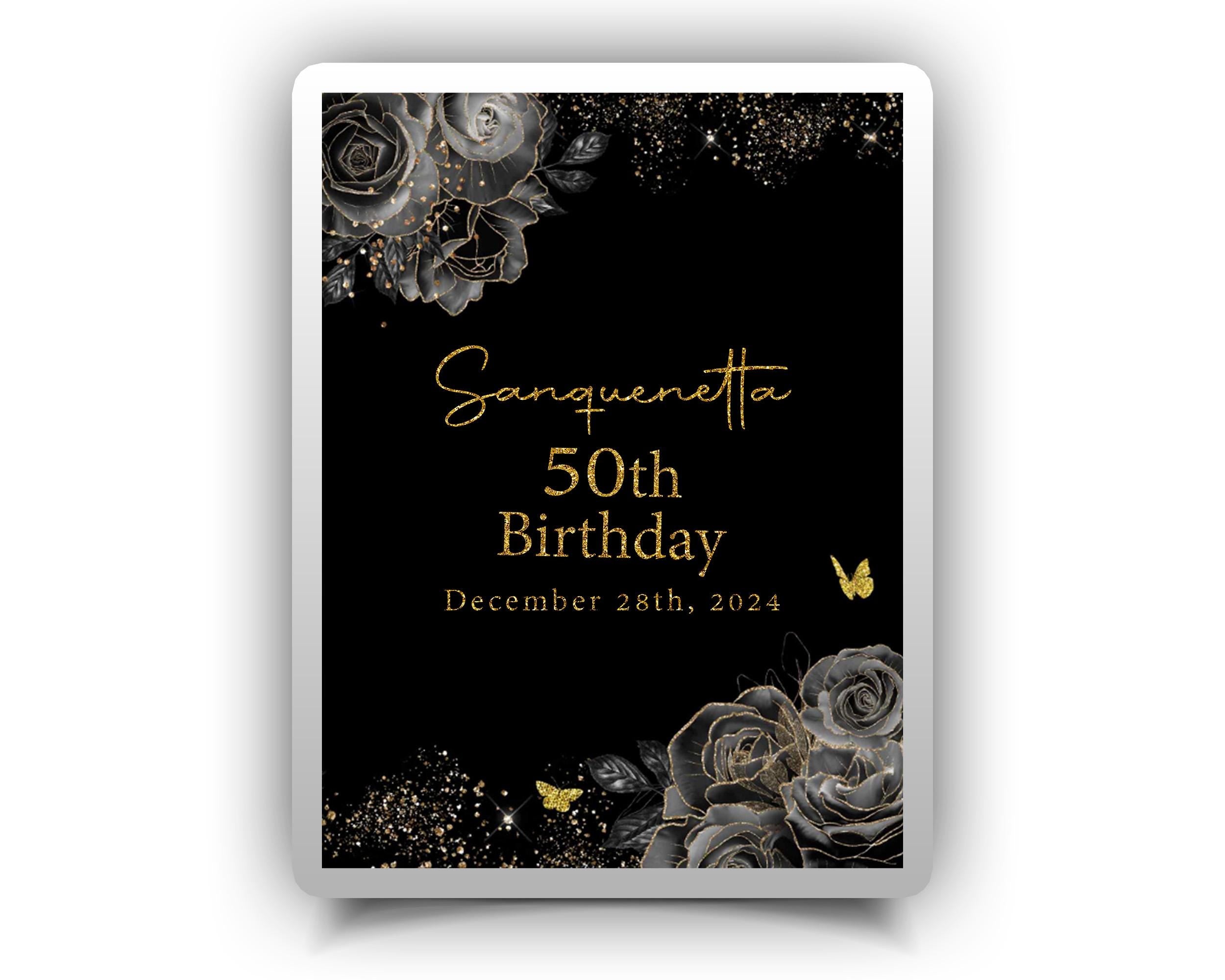 Tap to Start for Birthday Photobooth | Welcome Screen for Birthday Photo Booth | bday | Black Rose | Black Floral Gold