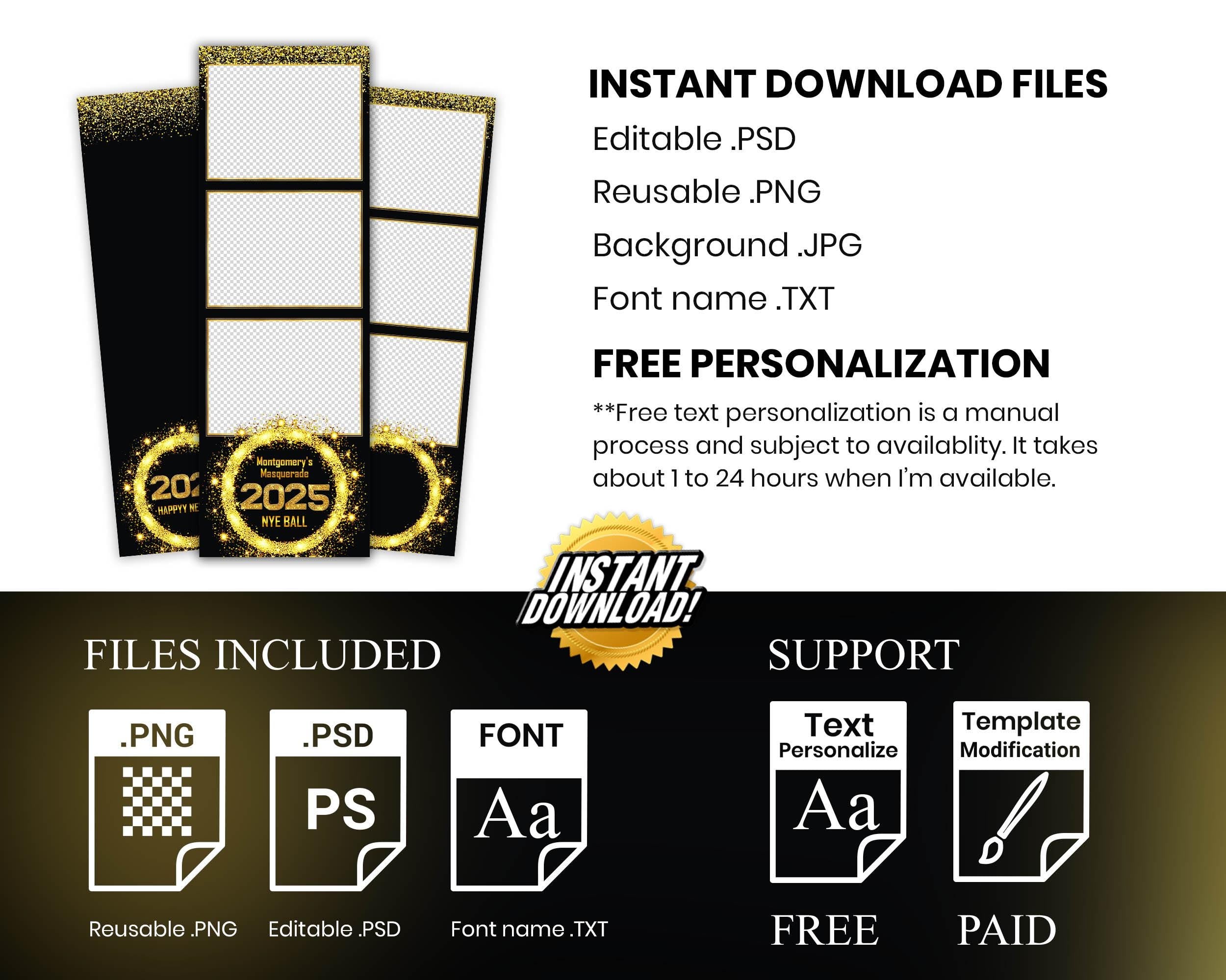 New Year Photobooth Template, New Year Party, 2025 Photobooth Template, NY Photobooth | NY Photo Booth Template 196