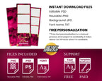 Birthday Photobooth Template, Gold Glitter, Bday Photo Booth, Gold, Pink, Red Color Birthday Party