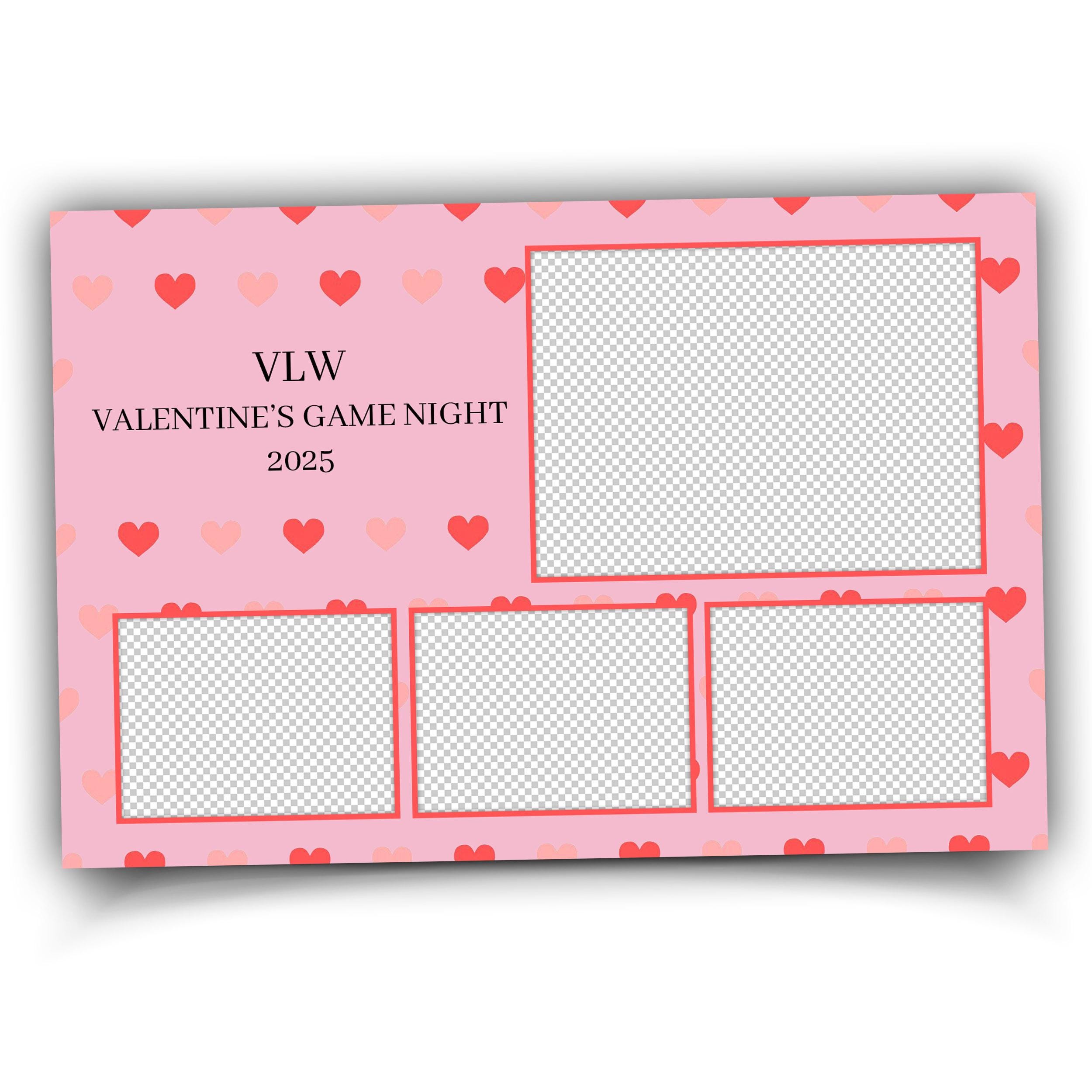 Valentine Day Photobooth Template, Love Pink Heart Photo Booth Overlay 1501