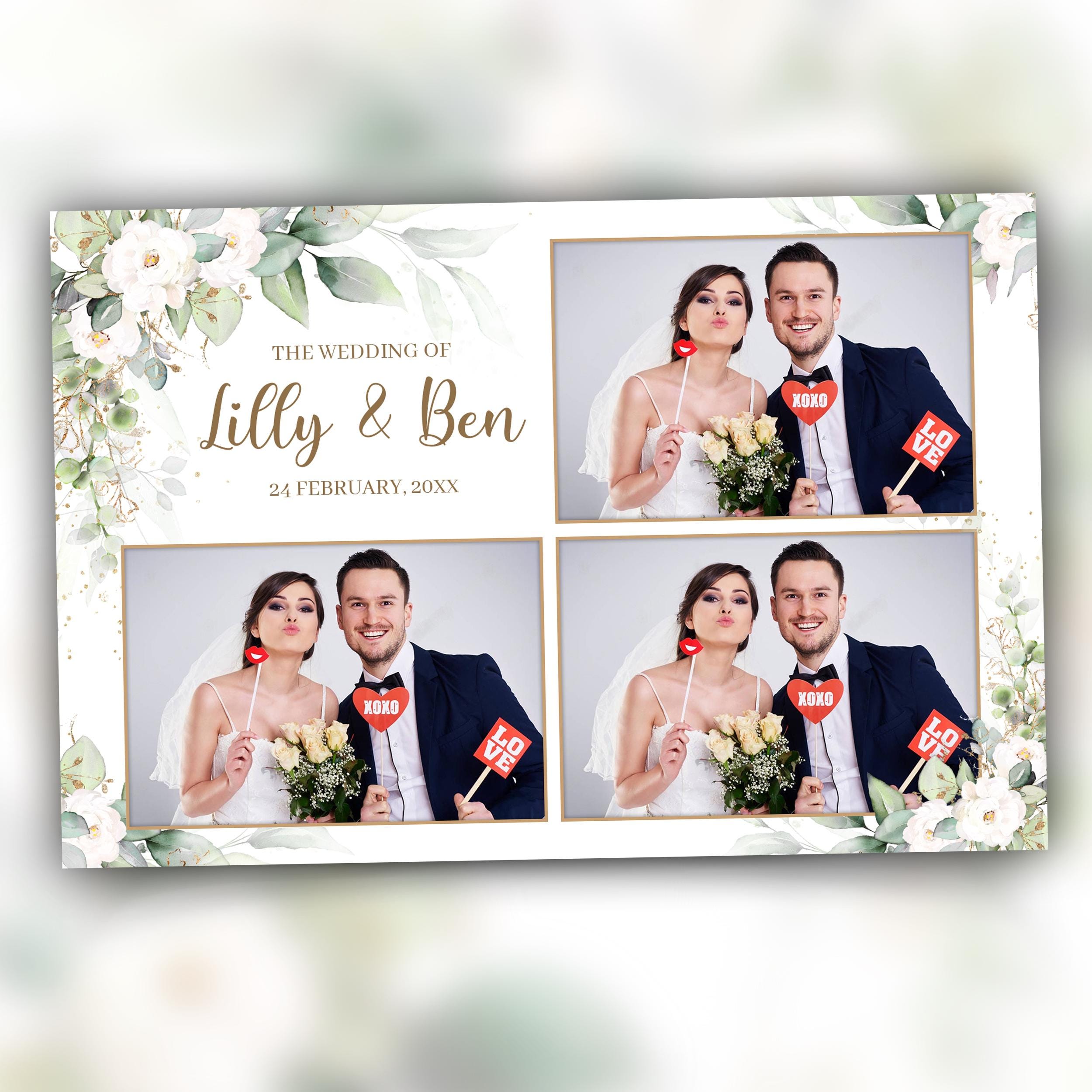 Wedding Photobooth Template, Anniversary Photobooth, Bridal Shower Photobooth, Greenery Floral White Flower Photo Booth Template, 1430
