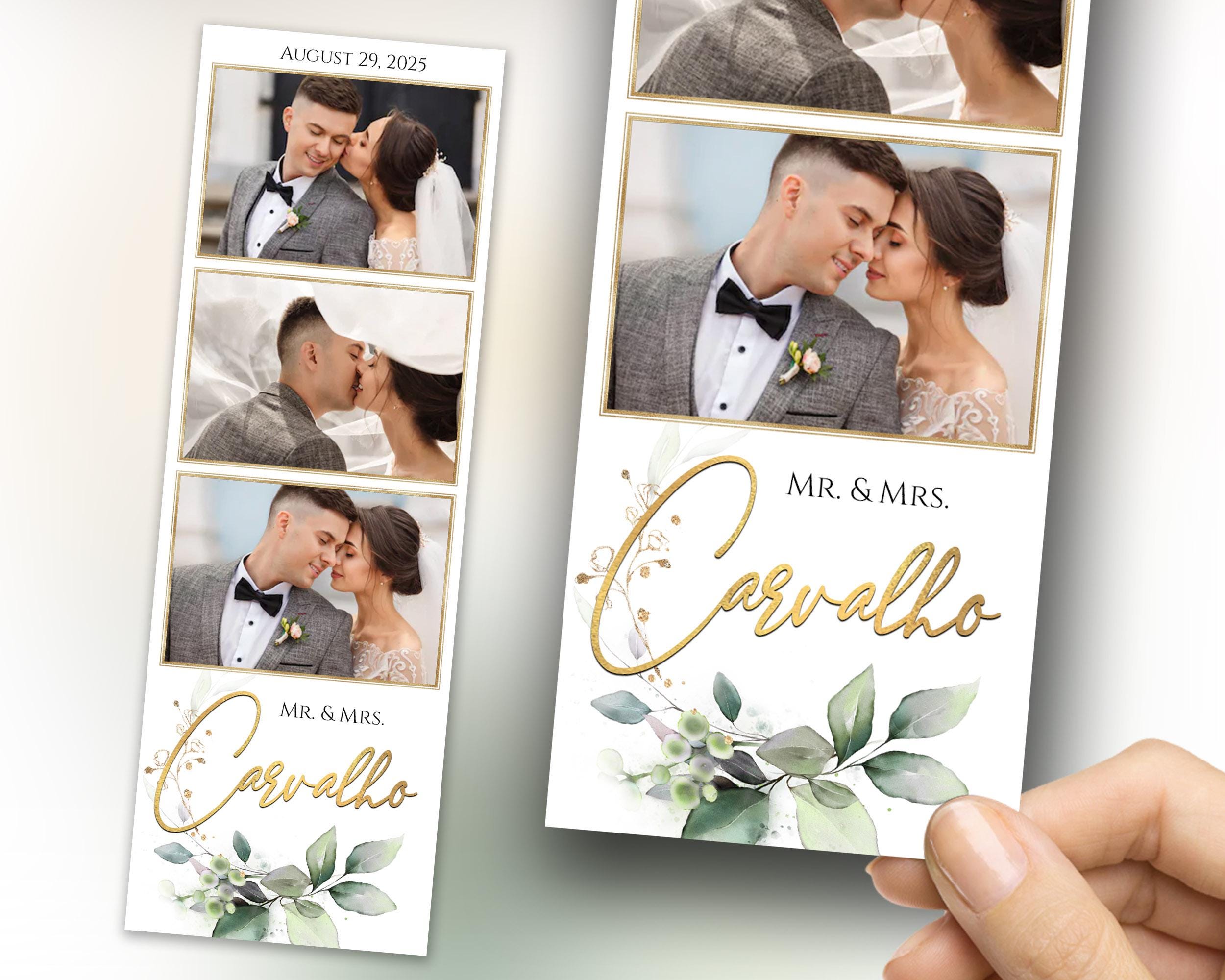 Wedding Photo booth Template 2x6 Greenery and Gold Floral Bridal Shower Anniversary strip photobooth template watercolor eucalyptus TB336