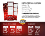 Red Photobooth Template for Wedding, Birthday Photobooth, Sweet 16, Anniversary Red 2x6 Photo Booth Overlay, Red Bokeh Bday Overlay, 725