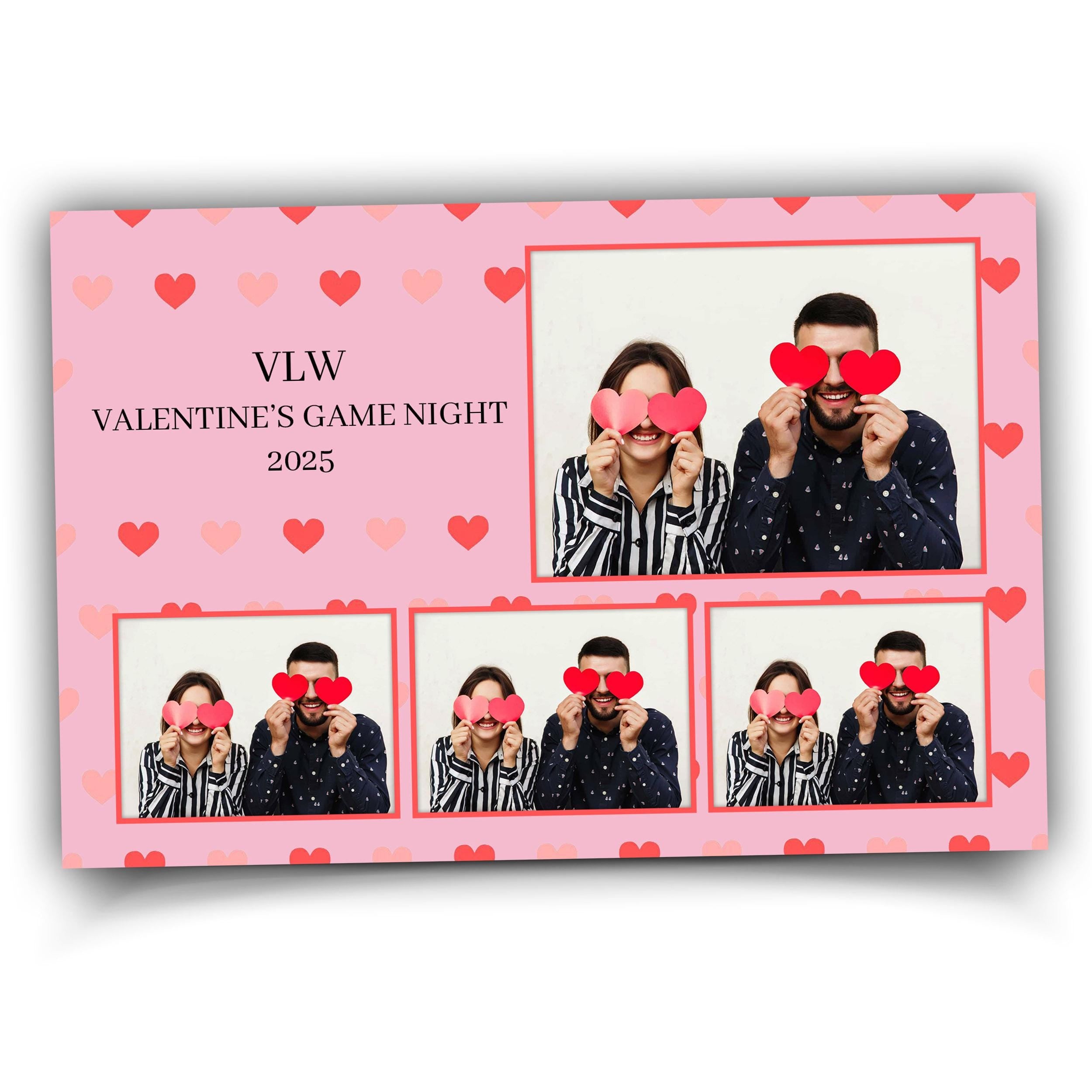 Valentine Day Photobooth Template, Love Pink Heart Photo Booth Overlay 1501