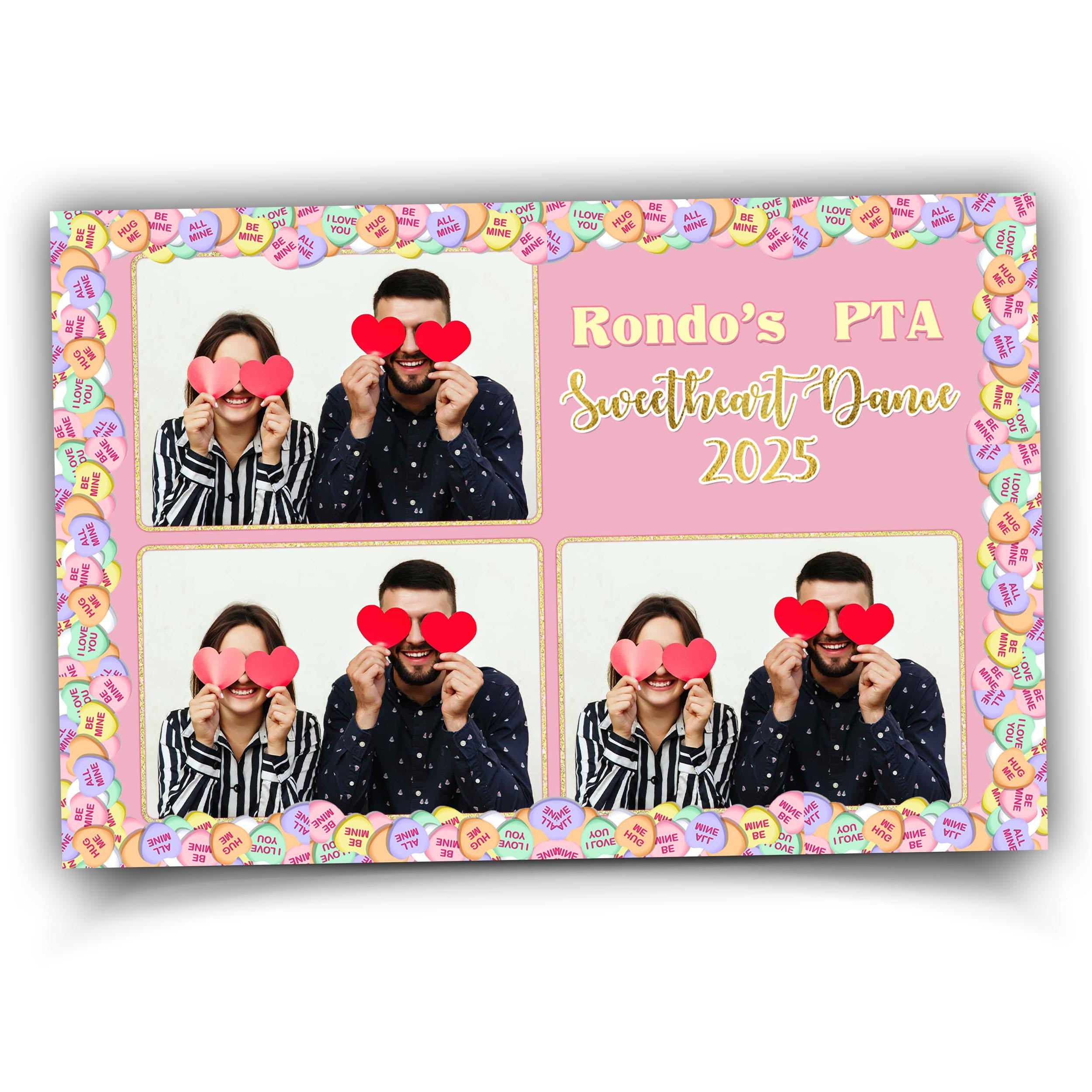 Valentine Photobooth Template, Candy Hearts Photo Booth Template, Love Pink 4x6 Valentine's Day Photobooth Overlay 458
