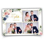 Wedding floral photobooth template, Anniversary floral blush greenery, and flowers, Gold geometric text editable photo booth 1054