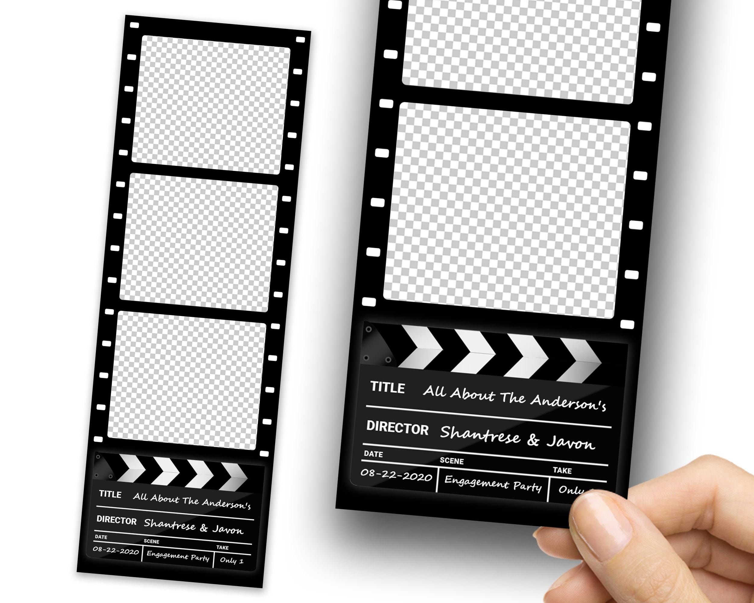Hollywood Glamour Clap Boards Photobooth Template, Birthday Party Photo Booth, Bday Cinema Movie Film, 2x6 Glam Birthday Photobooth, 167