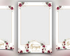 Wedding Photobooth template, Burgundy Flowers Photo Booth, Anniversary, Bridal Shower, Mirror Booth, 360 Overlay