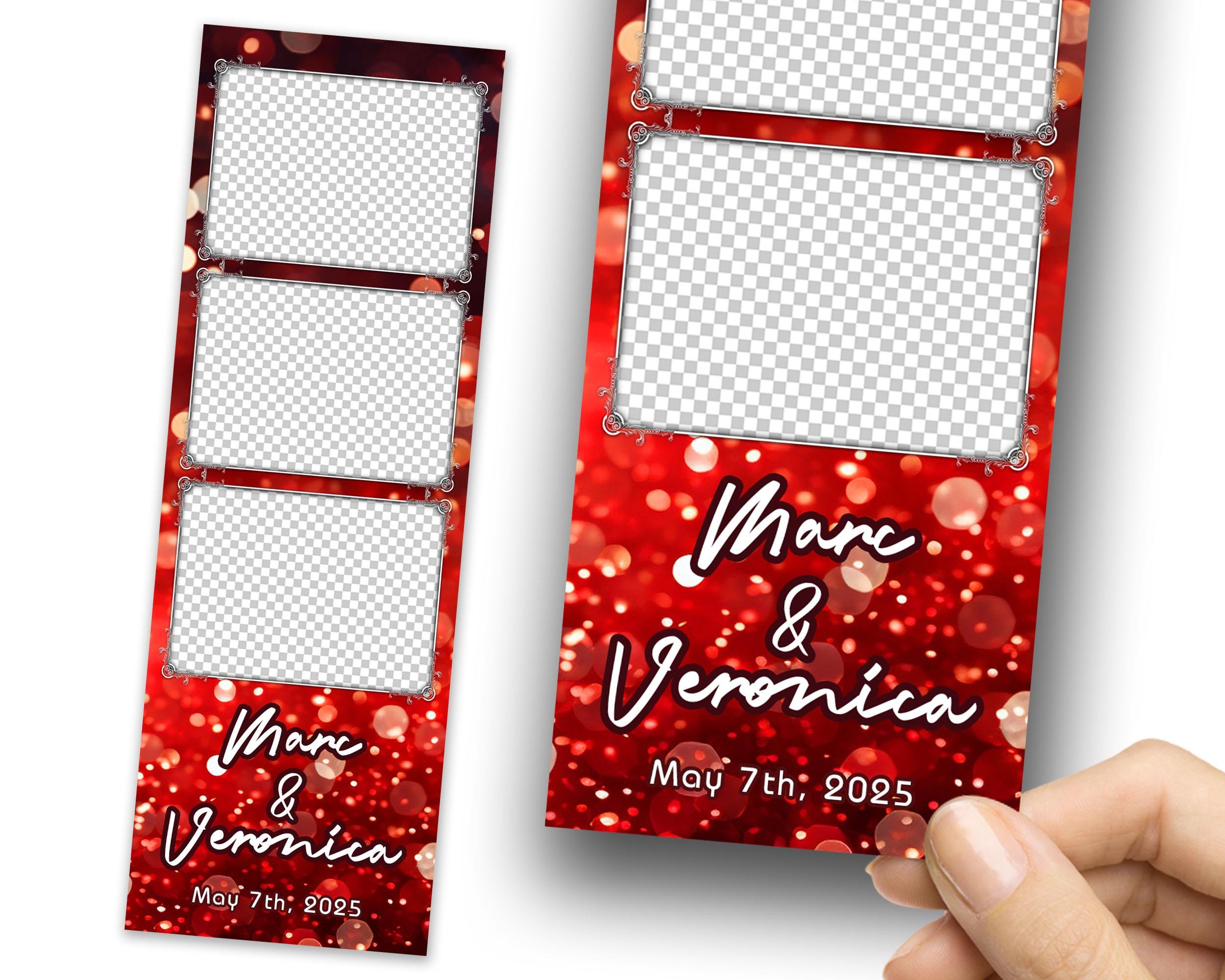 Red Photobooth Template for Wedding, Birthday Photobooth, Sweet 16, Anniversary Red 2x6 Photo Booth Overlay, Red Bokeh Bday Overlay, 725