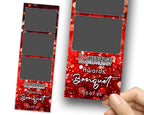 Red Photobooth Template for Wedding, Birthday Photobooth, Sweet 16, Anniversary Red 2x6 Photo Booth Overlay, Red Bokeh Bday Overlay, 725