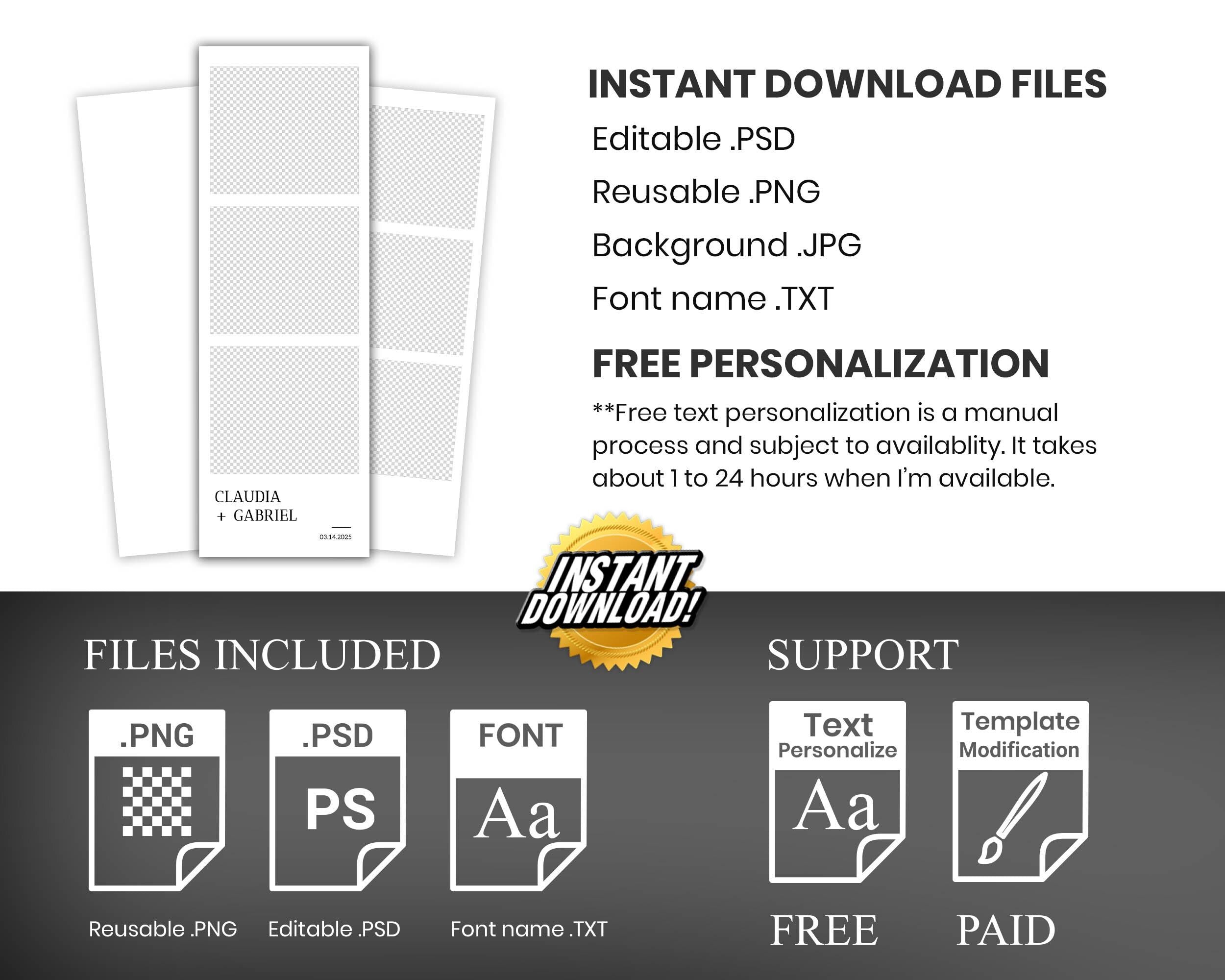 Wedding Anniversary Signature Black Bridal Shower Photo Booth Template 2x6 Strip Photobooth