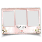 Birthday Sweet 16 Photobooth Template, Mis Quince XV Pink and Rose Gold Quinceanera Photo Booth Overlay Editable