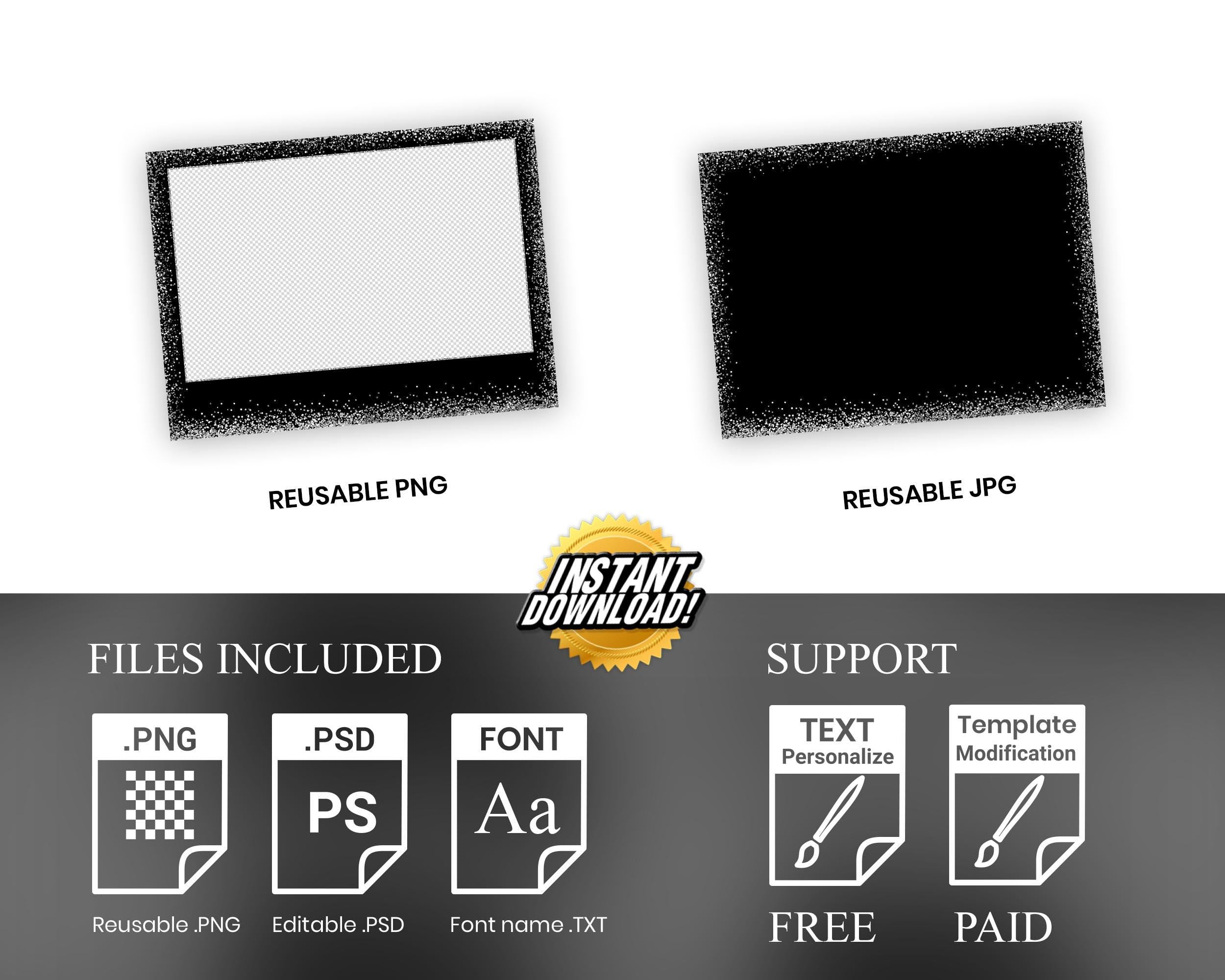 Birthday Photobooth Template 4x6 Black Silver Purple Glitter Sparkles Silver Dust Bday photo booth template