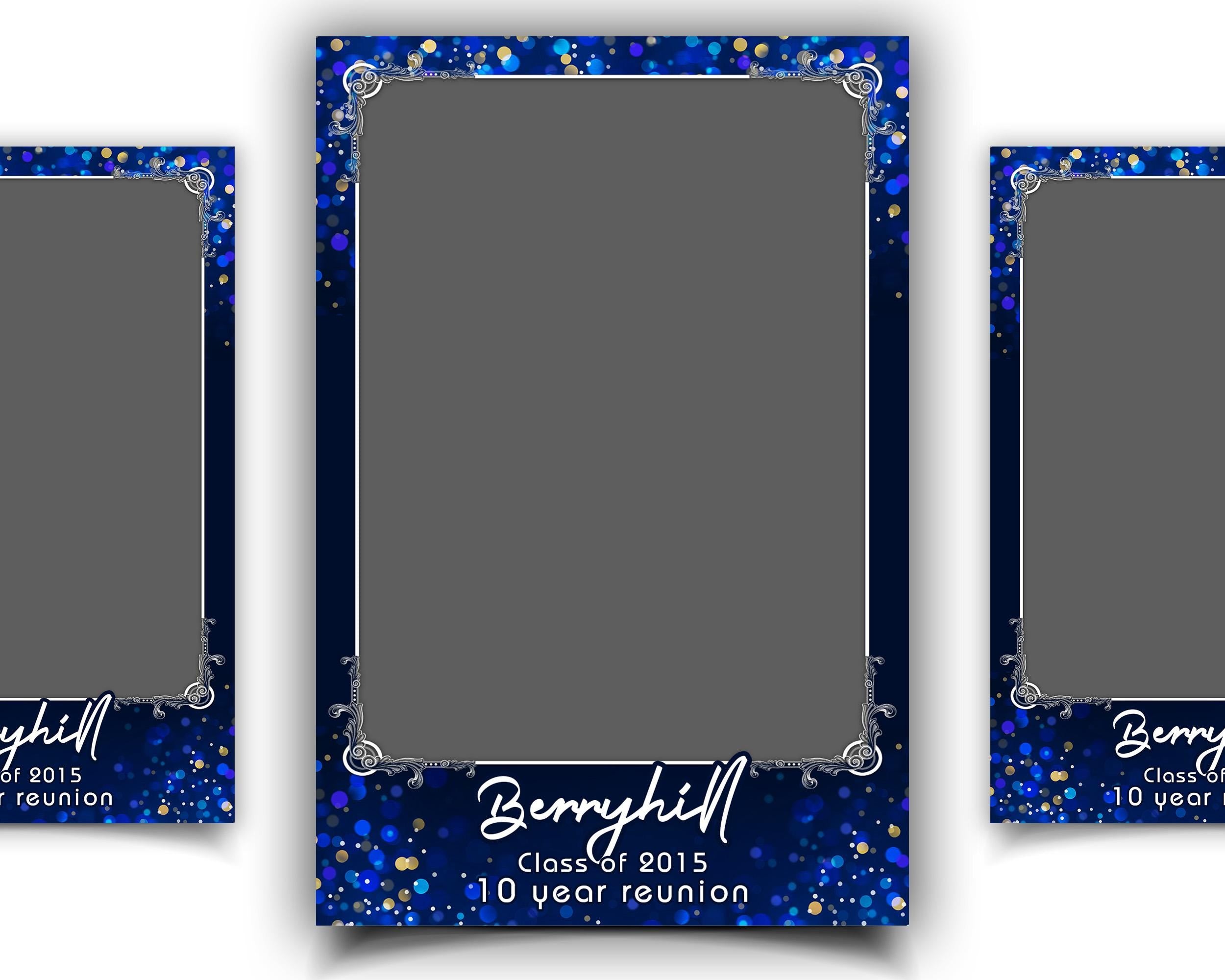 Photobooth Template 4x6 Royal Blue and Gold Photo Booth Overlay