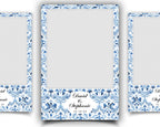 Chinoiserie Theme Photobooth Template Blue Floral Wedding Anniversary Photo Booth Overlay 1374